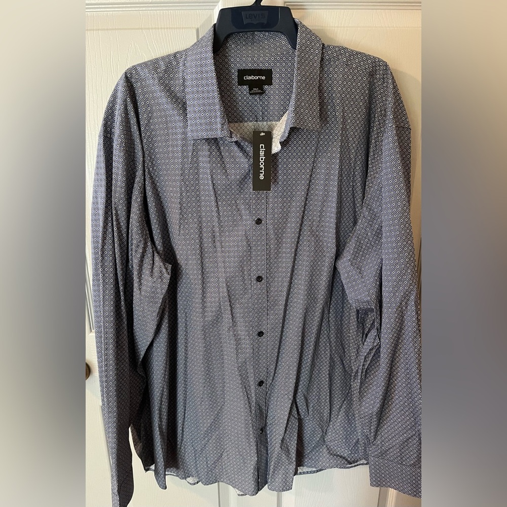 NWT Claiborne Men’s Shirt Size 3XLT Colony Blue Print